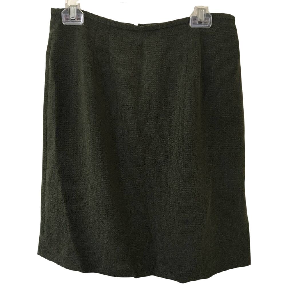 Amanda Smith Green Lined Skirt with Hidden Zipper Size 12 100% Polyester